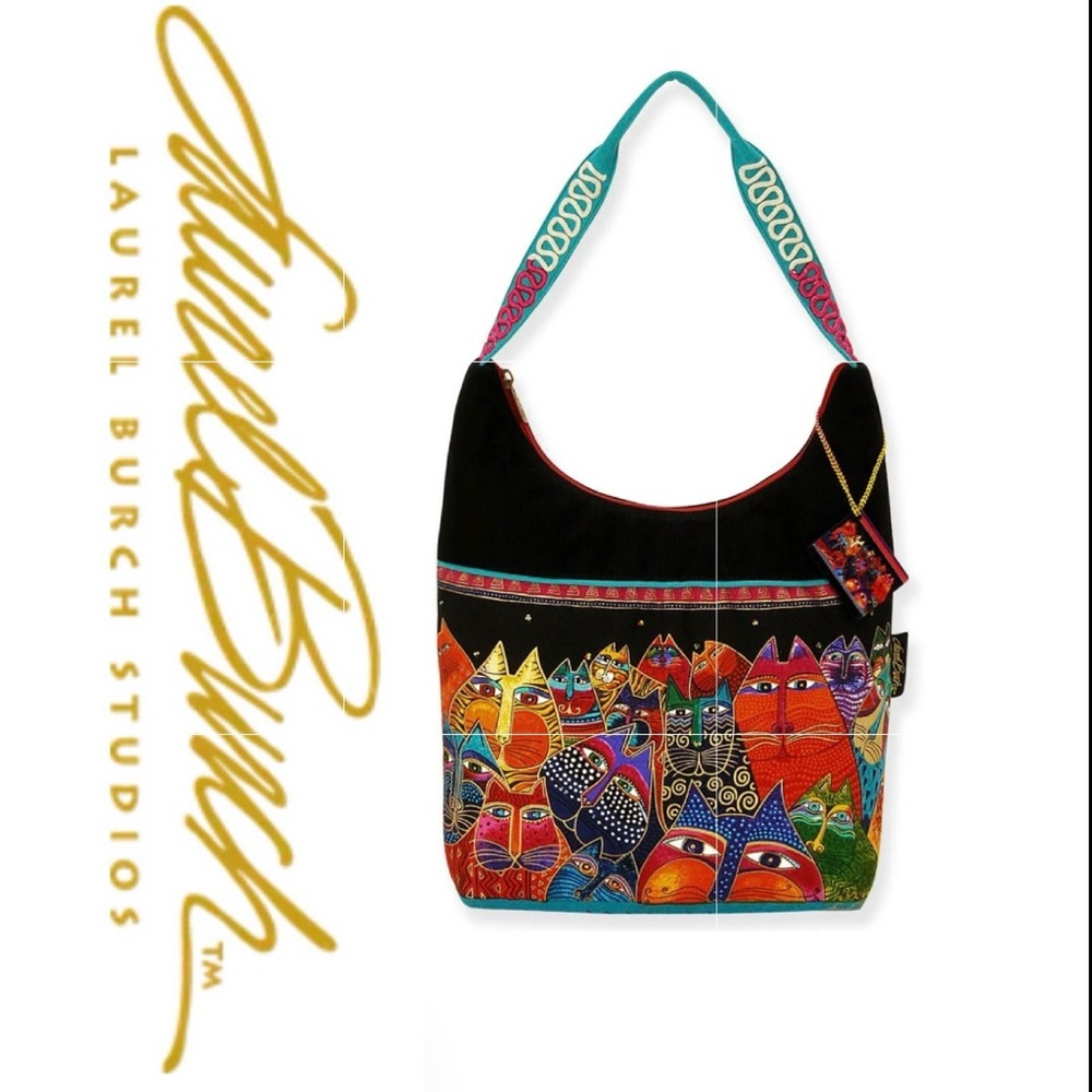 Laurel Burch Cotton Canvas Medium Scoop Tote Fantasticats New With Tags / Mirror